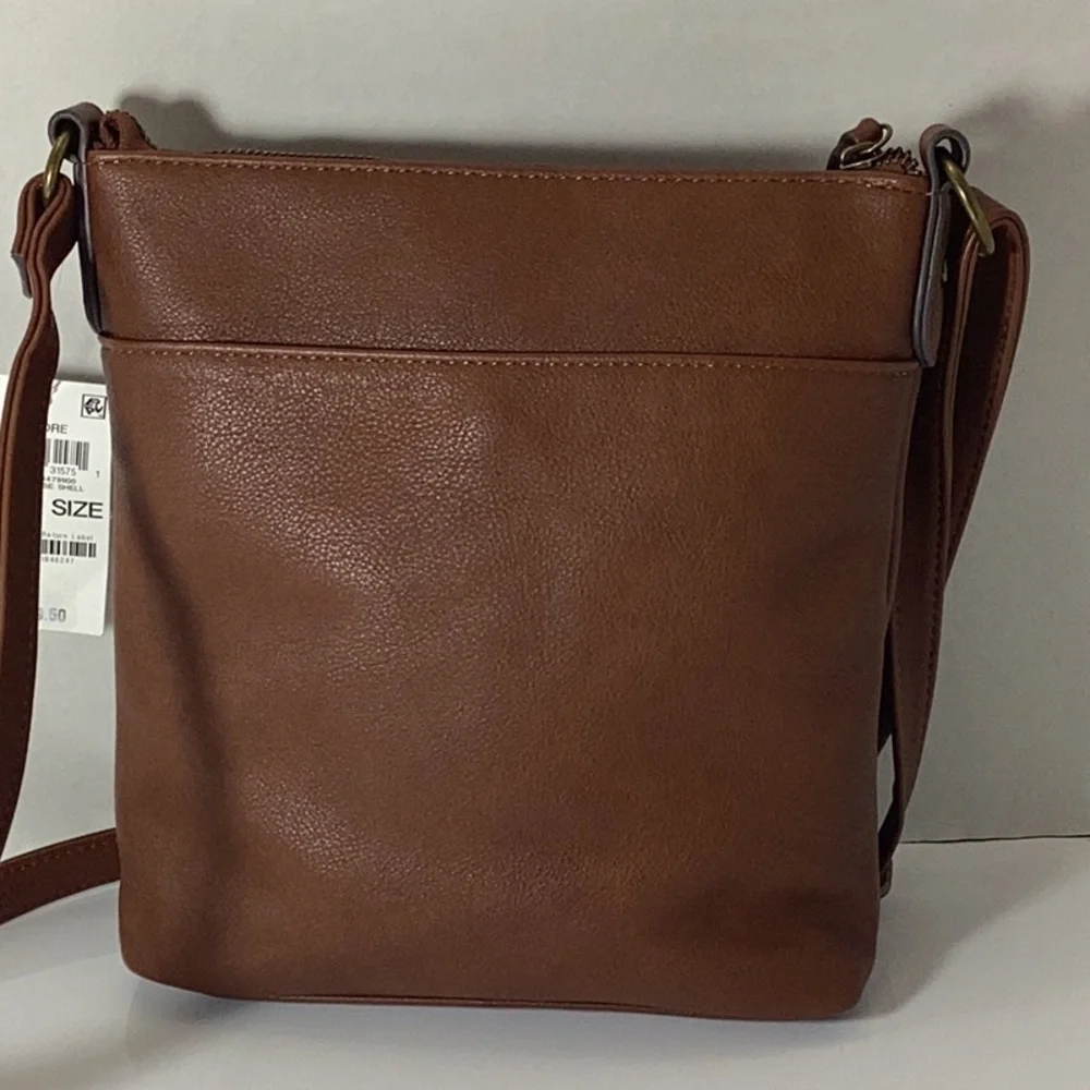 Style & Co Hudsonn North South Crossbody Bag Women's Black Top Zip Closure